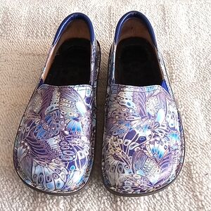 Alegria Purple Blue Butterflies Slip-On Clogs